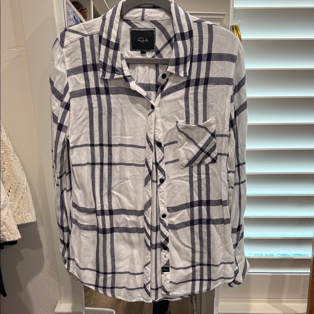 Rails White and Navy Checkered Shirt